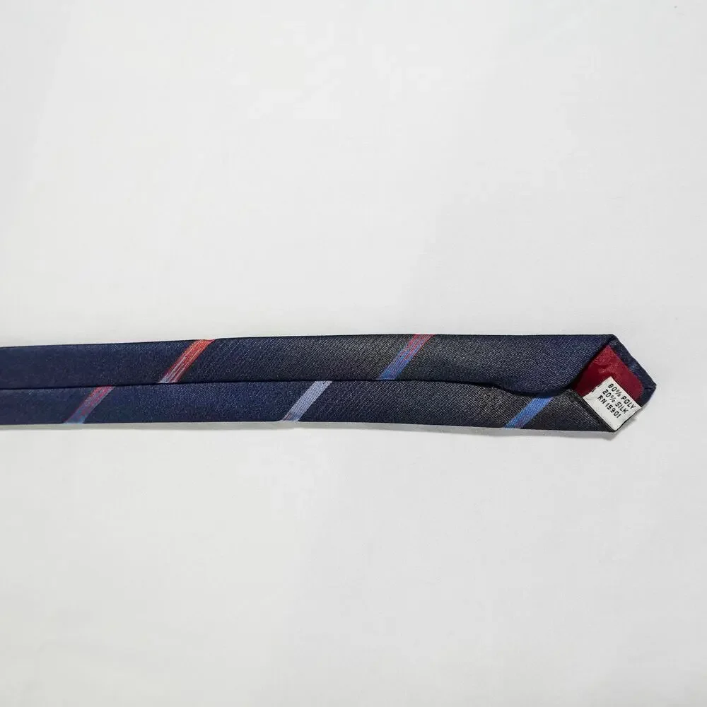 Vintage Mark of California Striped Neck Tie Navy Blue Red Gradient 55 in L Short